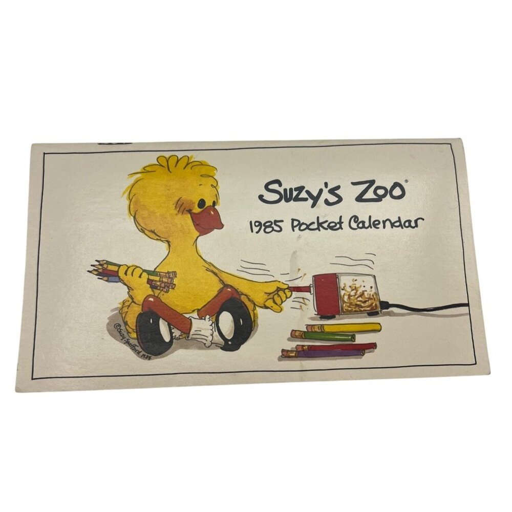 Suzy's Zoo 1985 Pocket Calendar Suzy Spafford USA Whimsical Animals Scrapbooking